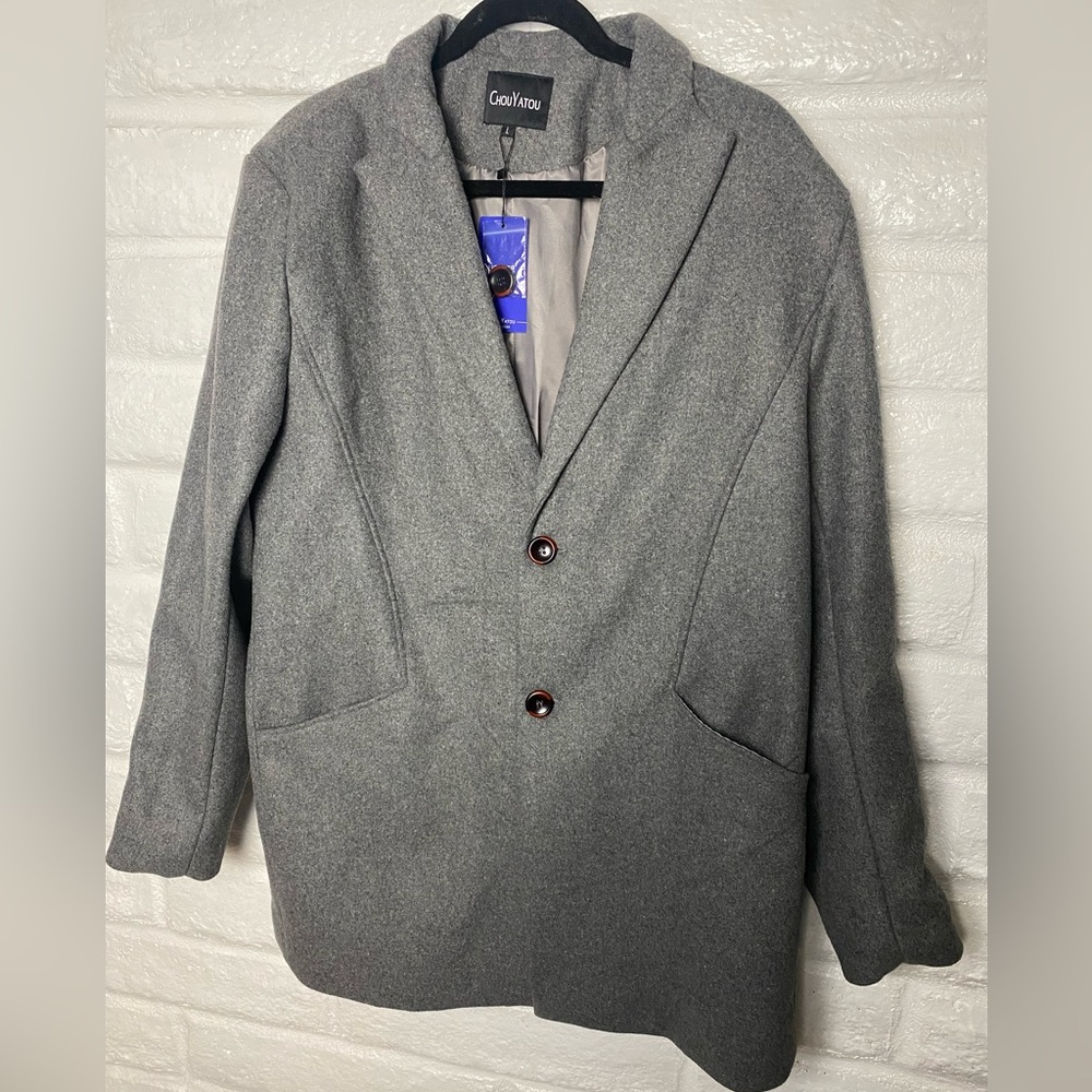 NWT Chouyatou Wool Blend Peacoat Jacket Sz L
